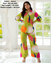 Tropical Vibes Printed Co-ord Set for Women – Shirt Style Top & Plazzo